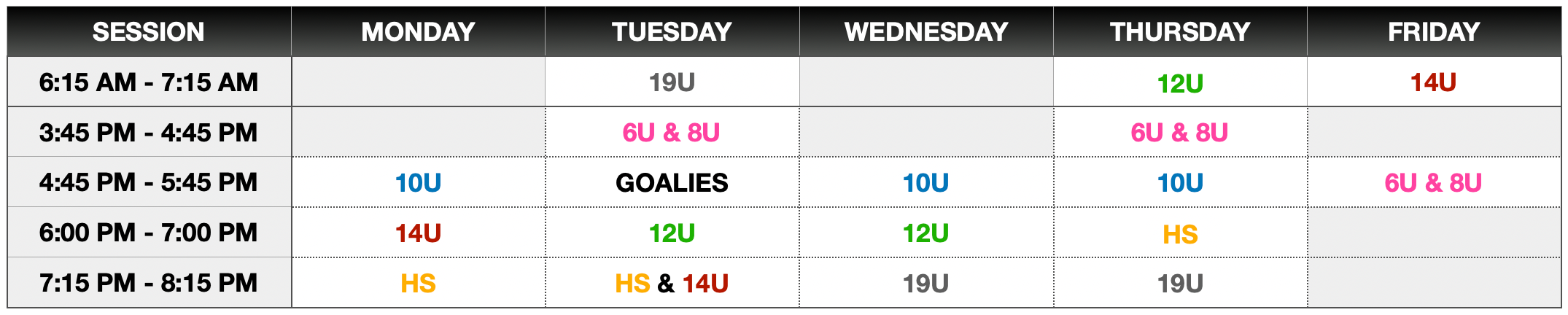 Telluride Hockey Practice Schedule