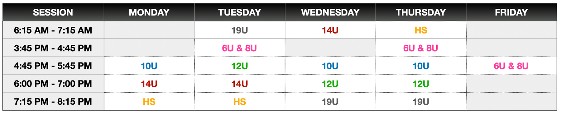 25-26 Practice Schedule