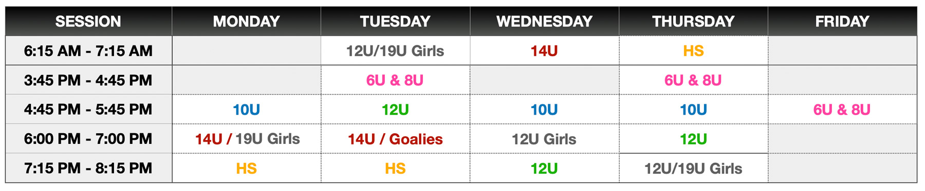 26-27 Practice Schedule